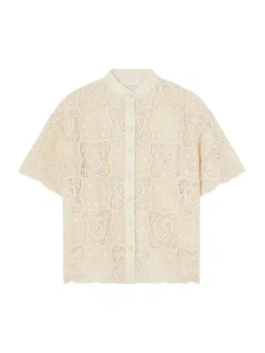 Zimmermann Wanderlust Crocheted And Embroidered Cotton-blend Voile Shirt | Thumbnail 1 Zimmermann Wanderlust Crocheted And Embroidered Cotton-blend Voile Shirt | Thumbnail 1