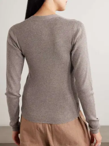 Brunello Cucinelli Metallic Ribbed-knit Cardigan | Thumbnail 4 Brunello Cucinelli Metallic Ribbed-knit Cardigan | Thumbnail 4