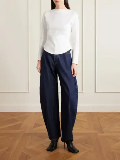 Alaïa Asymmetric Cotton-blend Jersey Top | Thumbnail 2 Alaïa Asymmetric Cotton-blend Jersey Top | Thumbnail 2