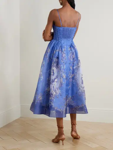 Zimmermann Rebellion Lace-up Embellished Pleated Gathered Printed Linen And Silk-blend Midi Dress | Thumbnail 3 Zimmermann Rebellion Lace-up Embellished Pleated Gathered Printed Linen And Silk-blend Midi Dress | Thumbnail 3