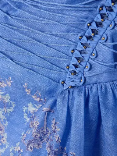 Zimmermann Rebellion Lace-up Embellished Pleated Gathered Printed Linen And Silk-blend Midi Dress | Thumbnail 4 Zimmermann Rebellion Lace-up Embellished Pleated Gathered Printed Linen And Silk-blend Midi Dress | Thumbnail 4