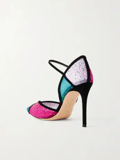 Gianvito Rossi 95 Suede-trimmed Crystal-embellished Mesh Pumps | Thumbnail 3 Gianvito Rossi 95 Suede-trimmed Crystal-embellished Mesh Pumps | Thumbnail 3