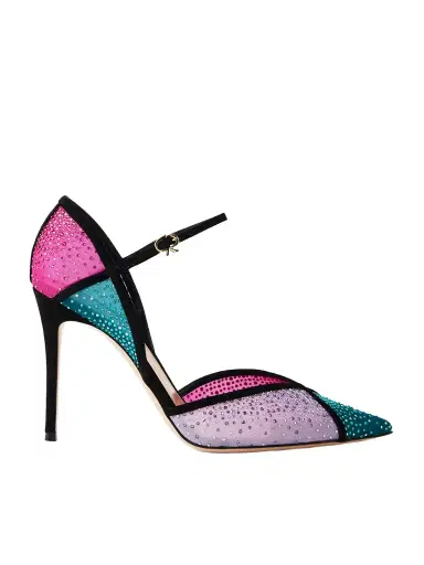 Gianvito Rossi 95 Suede-trimmed Crystal-embellished Mesh Pumps | Thumbnail 1 Gianvito Rossi 95 Suede-trimmed Crystal-embellished Mesh Pumps | Thumbnail 1