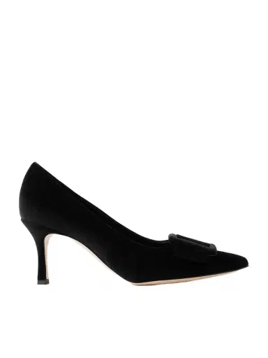 Manolo Blahnik Maysale 70 Buckled Velvet Pumps | Thumbnail 1 Manolo Blahnik Maysale 70 Buckled Velvet Pumps | Thumbnail 1