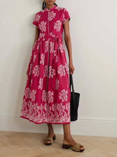 Loretta Caponi Camaiore Belted Embroidered Cotton-poplin Maxi Dress | Thumbnail 2 Loretta Caponi Camaiore Belted Embroidered Cotton-poplin Maxi Dress | Thumbnail 2