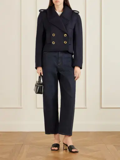 Givenchy Double-breasted Cropped Melton Wool-twill Coat | Thumbnail 2 Givenchy Double-breasted Cropped Melton Wool-twill Coat | Thumbnail 2