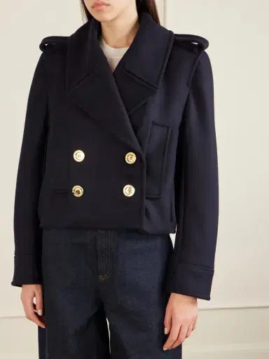 Givenchy Double-breasted Cropped Melton Wool-twill Coat | Thumbnail 3 Givenchy Double-breasted Cropped Melton Wool-twill Coat | Thumbnail 3