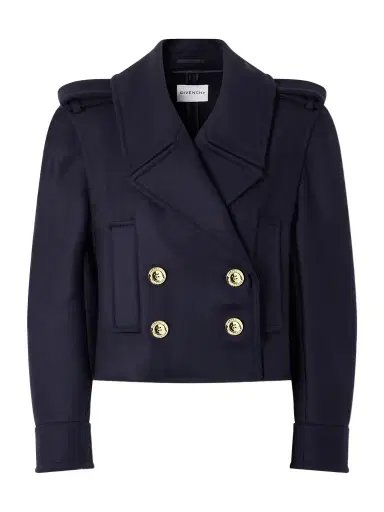 Givenchy Double-breasted Cropped Melton Wool-twill Coat | Thumbnail 1 Givenchy Double-breasted Cropped Melton Wool-twill Coat | Thumbnail 1