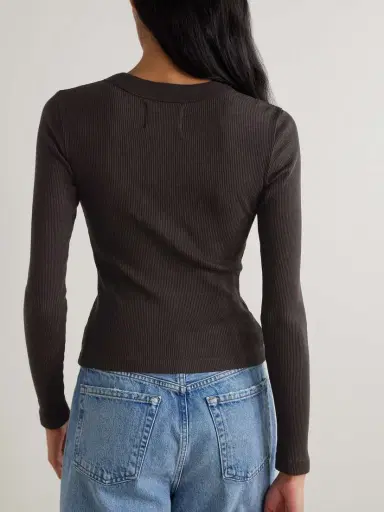 Citizens of Humanity Varra Ribbed Stretch Organic Cotton And Lyocell-blend Henley Top | Thumbnail 3 Citizens of Humanity Varra Ribbed Stretch Organic Cotton And Lyocell-blend Henley Top | Thumbnail 3