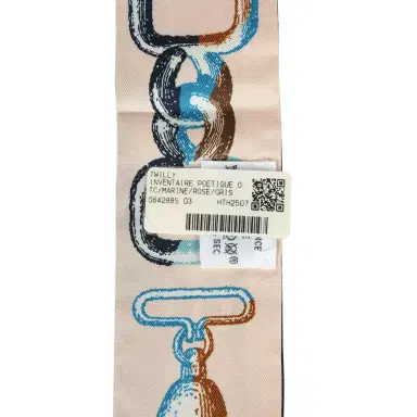 HERMÈS Hermes "C'est La Fete" Gris, Rose, Bleu Marine Multi Silk Twilly Pair | Thumbnail 5 HERMÈS Hermes "C'est La Fete" Gris, Rose, Bleu Marine Multi Silk Twilly Pair | Thumbnail 5