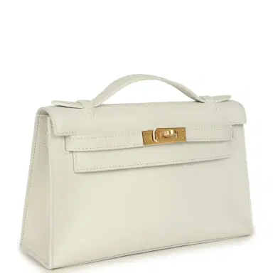 HERMÈS Hermes Kelly Pochette White Swift Gold Hardware | Thumbnail 2 HERMÈS Hermes Kelly Pochette White Swift Gold Hardware | Thumbnail 2