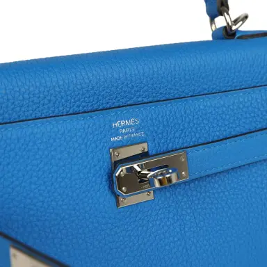 HERMÈS Pre-owned Hermes Kelly Retourne 25 Bleu France Togo Palladium Hardware | Thumbnail 7 HERMÈS Pre-owned Hermes Kelly Retourne 25 Bleu France Togo Palladium Hardware | Thumbnail 7