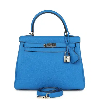 HERMÈS Pre-owned Hermes Kelly Retourne 25 Bleu France Togo Palladium Hardware | Thumbnail 1 HERMÈS Pre-owned Hermes Kelly Retourne 25 Bleu France Togo Palladium Hardware | Thumbnail 1