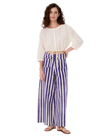 Emporio Sirenuse Adele Trousers in Ikat Stripes | Thumbnail 1 Emporio Sirenuse Adele Trousers in Ikat Stripes | Thumbnail 1