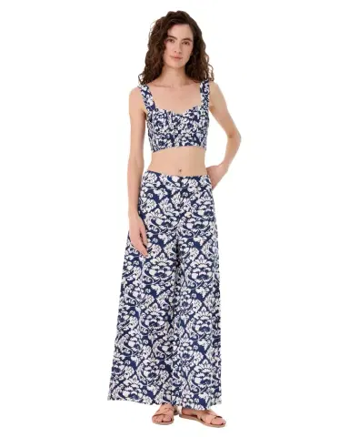 Emporio Sirenuse Adele Trousers in Lotus Flower Print | Thumbnail 1 Emporio Sirenuse Adele Trousers in Lotus Flower Print | Thumbnail 1