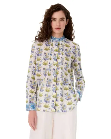 Emporio Sirenuse Chiara Shirt in Celestine Flower Print | Thumbnail 1 Emporio Sirenuse Chiara Shirt in Celestine Flower Print | Thumbnail 1