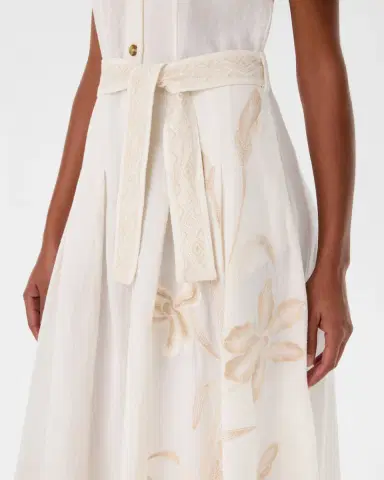 Emporio Sirenuse Daria Dress with Sand Flowers Embroidery | Thumbnail 4 Emporio Sirenuse Daria Dress with Sand Flowers Embroidery | Thumbnail 4