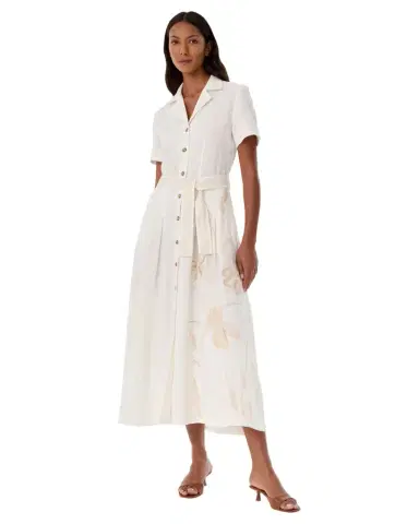 Emporio Sirenuse Daria Dress with Sand Flowers Embroidery | Thumbnail 1 Emporio Sirenuse Daria Dress with Sand Flowers Embroidery | Thumbnail 1
