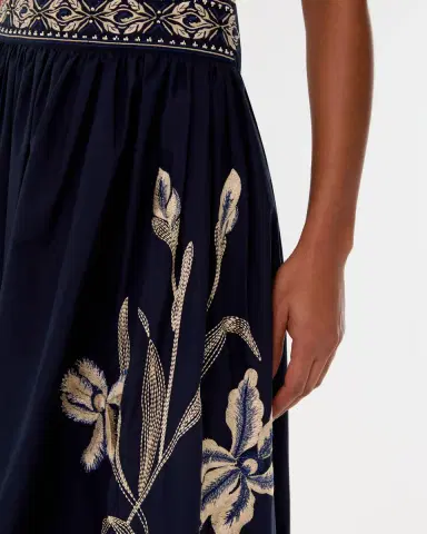Emporio Sirenuse Ombretta Skirt with Iris Embroidery | Thumbnail 8 Emporio Sirenuse Ombretta Skirt with Iris Embroidery | Thumbnail 8