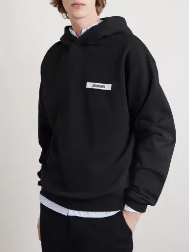 Jacquemus Logo-Appliquéd Cotton-Jersey Hoodie - Men | Thumbnail 3 Jacquemus Logo-Appliquéd Cotton-Jersey Hoodie - Men | Thumbnail 3