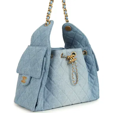 Chanel Chanel Small 25 Hobo Bag Light Blue Washed Denim Antique Gold Hardware | Thumbnail 2 Chanel Chanel Small 25 Hobo Bag Light Blue Washed Denim Antique Gold Hardware | Thumbnail 2