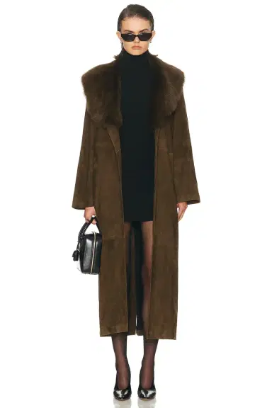 Nour Hammour Briona Luxurious Suede Coat | Thumbnail 1 Nour Hammour Briona Luxurious Suede Coat | Thumbnail 1