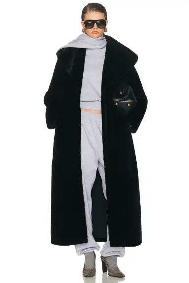NOUR HAMMOUR Giovanna Enveloping Shearling Coat | Thumbnail 1 NOUR HAMMOUR Giovanna Enveloping Shearling Coat | Thumbnail 1