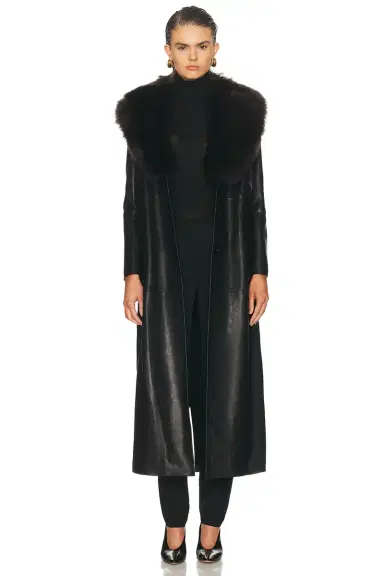NOUR HAMMOUR Dakota Glamorous Leather Coat | Thumbnail 2 NOUR HAMMOUR Dakota Glamorous Leather Coat | Thumbnail 2