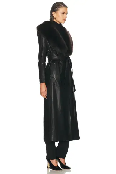 NOUR HAMMOUR Dakota Glamorous Leather Coat | Thumbnail 3 NOUR HAMMOUR Dakota Glamorous Leather Coat | Thumbnail 3