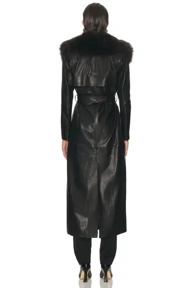 NOUR HAMMOUR Dakota Glamorous Leather Coat | Thumbnail 4 NOUR HAMMOUR Dakota Glamorous Leather Coat | Thumbnail 4