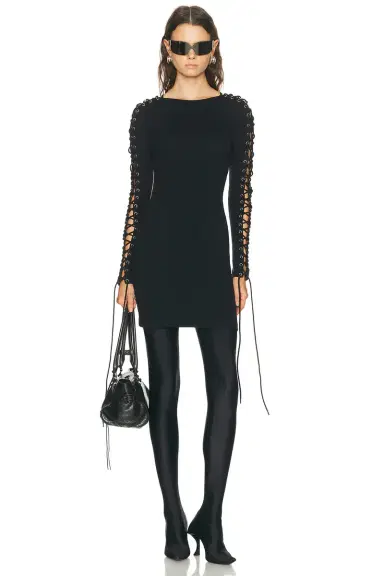 Balenciaga Lace Up Long Sleeve Dress | Thumbnail 1 Balenciaga Lace Up Long Sleeve Dress | Thumbnail 1