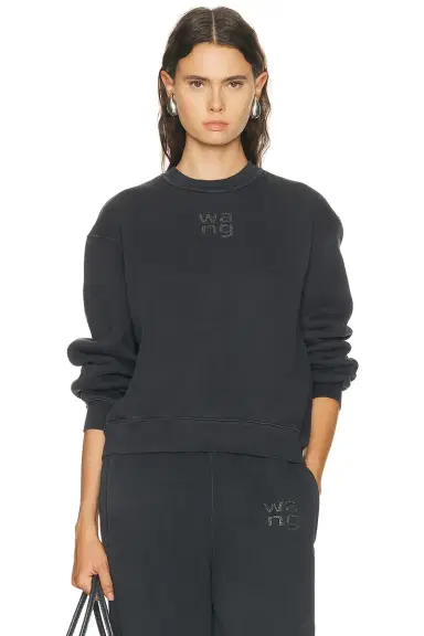Alexander Wang Hotfix Logo Crewneck Sweatshirt | Thumbnail 1 Alexander Wang Hotfix Logo Crewneck Sweatshirt | Thumbnail 1