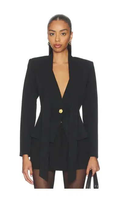 L'AGENCE Romy Tie Neck Blazer | Thumbnail 2 L'AGENCE Romy Tie Neck Blazer | Thumbnail 2