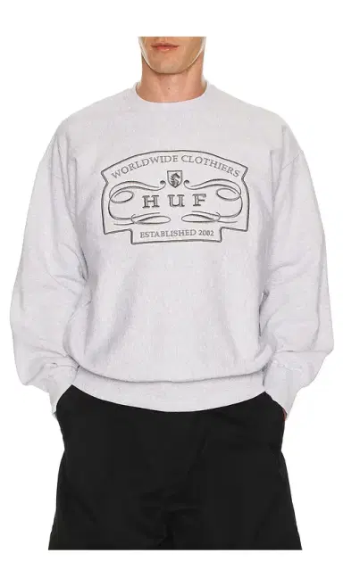 HUF Worldwide Clothiers Crewneck Sweatshirt | Thumbnail 1 HUF Worldwide Clothiers Crewneck Sweatshirt | Thumbnail 1