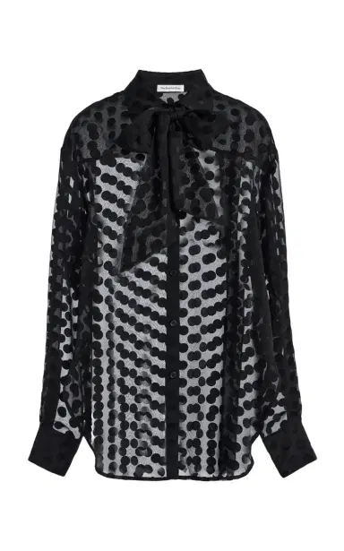 The Frankie Shop Peri Polka Dot Sheer Tie-Neck Shirt | Thumbnail 8 The Frankie Shop Peri Polka Dot Sheer Tie-Neck Shirt | Thumbnail 8