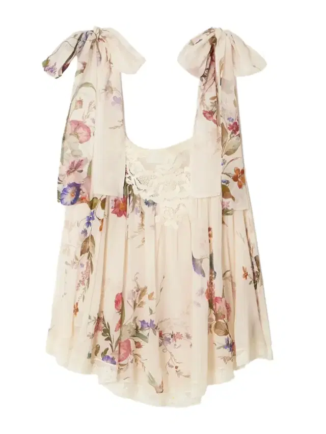 Patience Lace-trimmed Floral-print Cotton And Silk-blend Top Patience Lace-trimmed Floral-print Cotton And Silk-blend Top