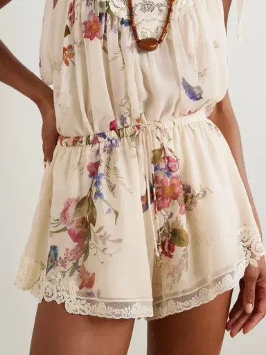 Zimmermann Patience Lace-trimmed Floral-print Cotton And Silk-blend Shorts | Thumbnail 3 Zimmermann Patience Lace-trimmed Floral-print Cotton And Silk-blend Shorts | Thumbnail 3