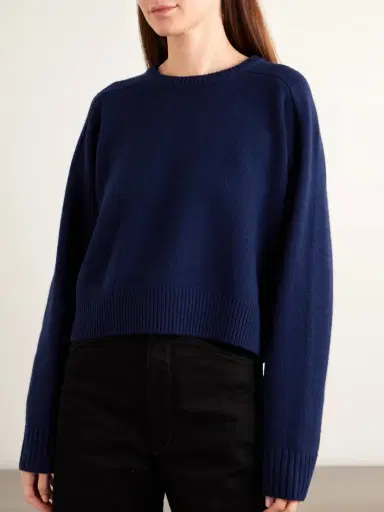 Loulou de Saison Bruzzi Cropped Wool And Cashmere-blend Sweater | Thumbnail 3 Loulou de Saison Bruzzi Cropped Wool And Cashmere-blend Sweater | Thumbnail 3