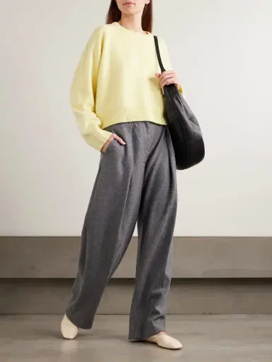 Loulou de Saison Bruzzi Cropped Wool And Cashmere-blend Sweater | Thumbnail 2 Loulou de Saison Bruzzi Cropped Wool And Cashmere-blend Sweater | Thumbnail 2