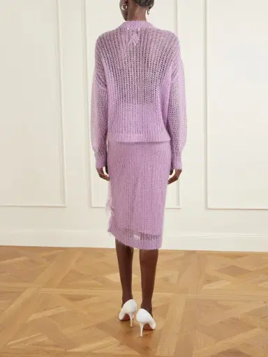 The Attico Feather-trimmed Crochet-knit Mohair-blend Sweater | Thumbnail 3 The Attico Feather-trimmed Crochet-knit Mohair-blend Sweater | Thumbnail 3