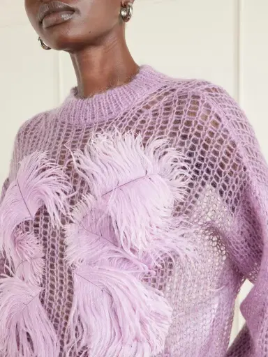 The Attico Feather-trimmed Crochet-knit Mohair-blend Sweater | Thumbnail 4 The Attico Feather-trimmed Crochet-knit Mohair-blend Sweater | Thumbnail 4