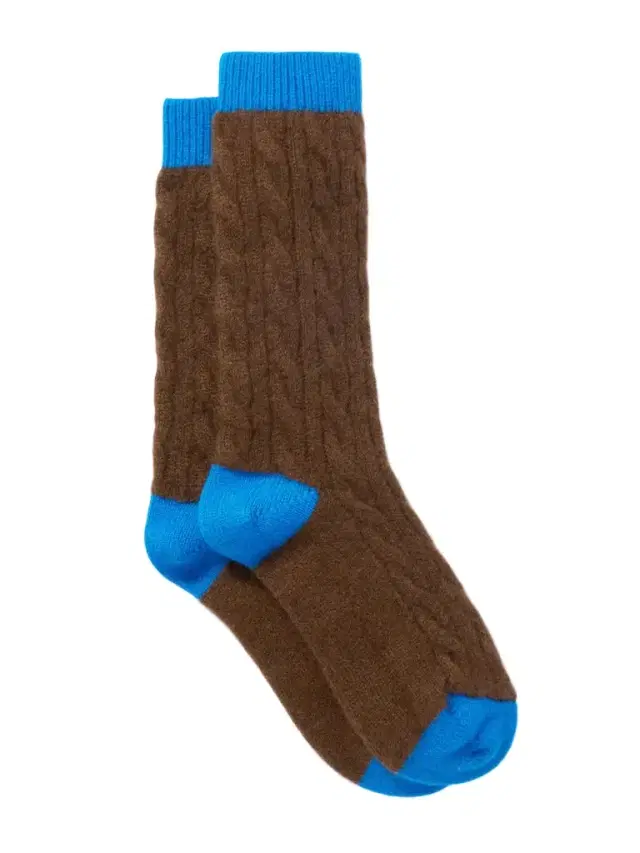 Two-tone Cable-knit Cashmere Socks Two-tone Cable-knit Cashmere Socks