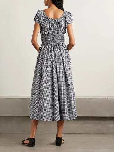 DÔEN Quinley Shirred Organic Cotton Midi Dress | Thumbnail 3 DÔEN Quinley Shirred Organic Cotton Midi Dress | Thumbnail 3