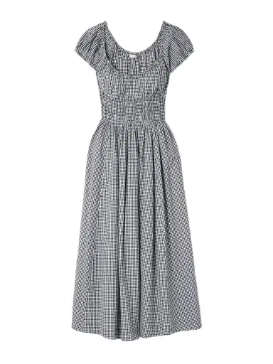 DÔEN Quinley Shirred Organic Cotton Midi Dress | Thumbnail 1 DÔEN Quinley Shirred Organic Cotton Midi Dress | Thumbnail 1