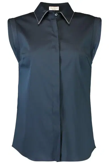 Brunello Cucinelli Sleeveless Monili Trim Blouse | Thumbnail 1 Brunello Cucinelli Sleeveless Monili Trim Blouse | Thumbnail 1