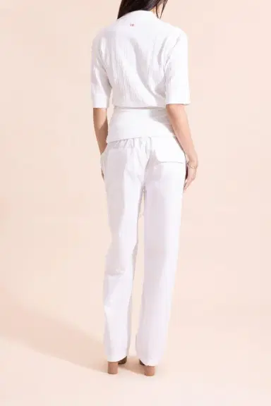 Victoria Beckham Twist Detail Polo Top - White | Thumbnail 4 Victoria Beckham Twist Detail Polo Top - White | Thumbnail 4