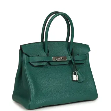 HERMÈS BEDAZZLING DONT LIST Pre-owned Hermes Birkin 30 Malachite Togo Palladium Hardware | Thumbnail 2 HERMÈS BEDAZZLING DONT LIST Pre-owned Hermes Birkin 30 Malachite Togo Palladium Hardware | Thumbnail 2