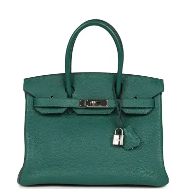 HERMÈS BEDAZZLING DONT LIST Pre-owned Hermes Birkin 30 Malachite Togo Palladium Hardware | Thumbnail 1 HERMÈS BEDAZZLING DONT LIST Pre-owned Hermes Birkin 30 Malachite Togo Palladium Hardware | Thumbnail 1