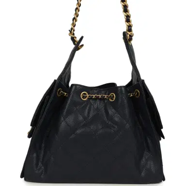 Chanel Chanel Small 25 Hobo Bag Dark Navy Caviar Antique Gold Hardware | Thumbnail 5 Chanel Chanel Small 25 Hobo Bag Dark Navy Caviar Antique Gold Hardware | Thumbnail 5