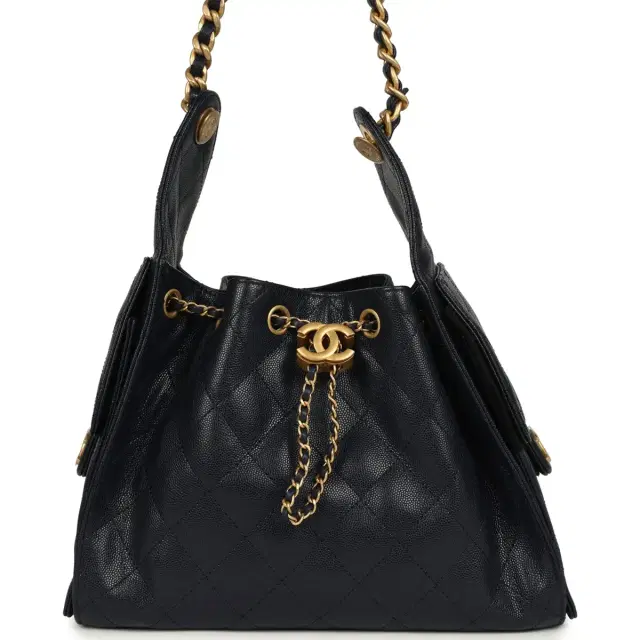 Chanel Small 25 Hobo Bag Dark Navy Caviar Antique Gold Hardware Chanel Small 25 Hobo Bag Dark Navy Caviar Antique Gold Hardware